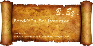 Bordás Szilveszter névjegykártya